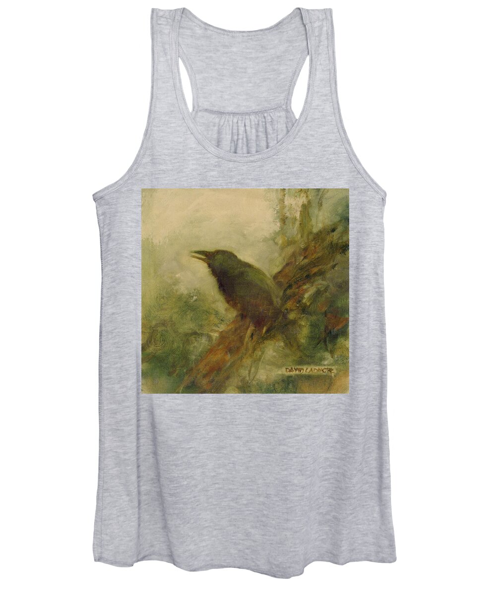 Crow Women's Tank Top featuring the painting Crow 14 by David Ladmore