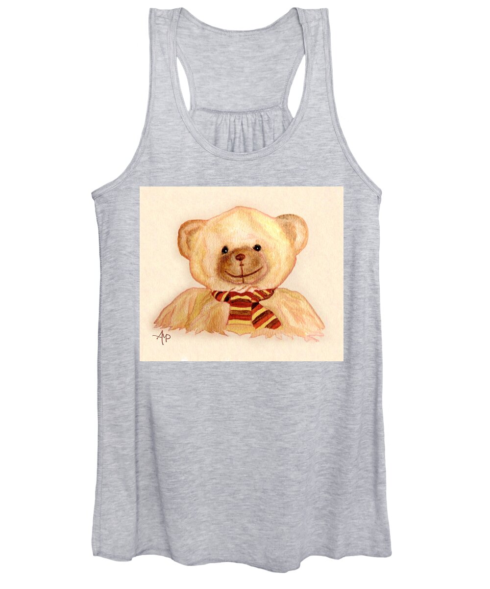 Cuddly Animals Women's Tank Top featuring the painting Cuddly Bear Watercolor by Angeles M Pomata