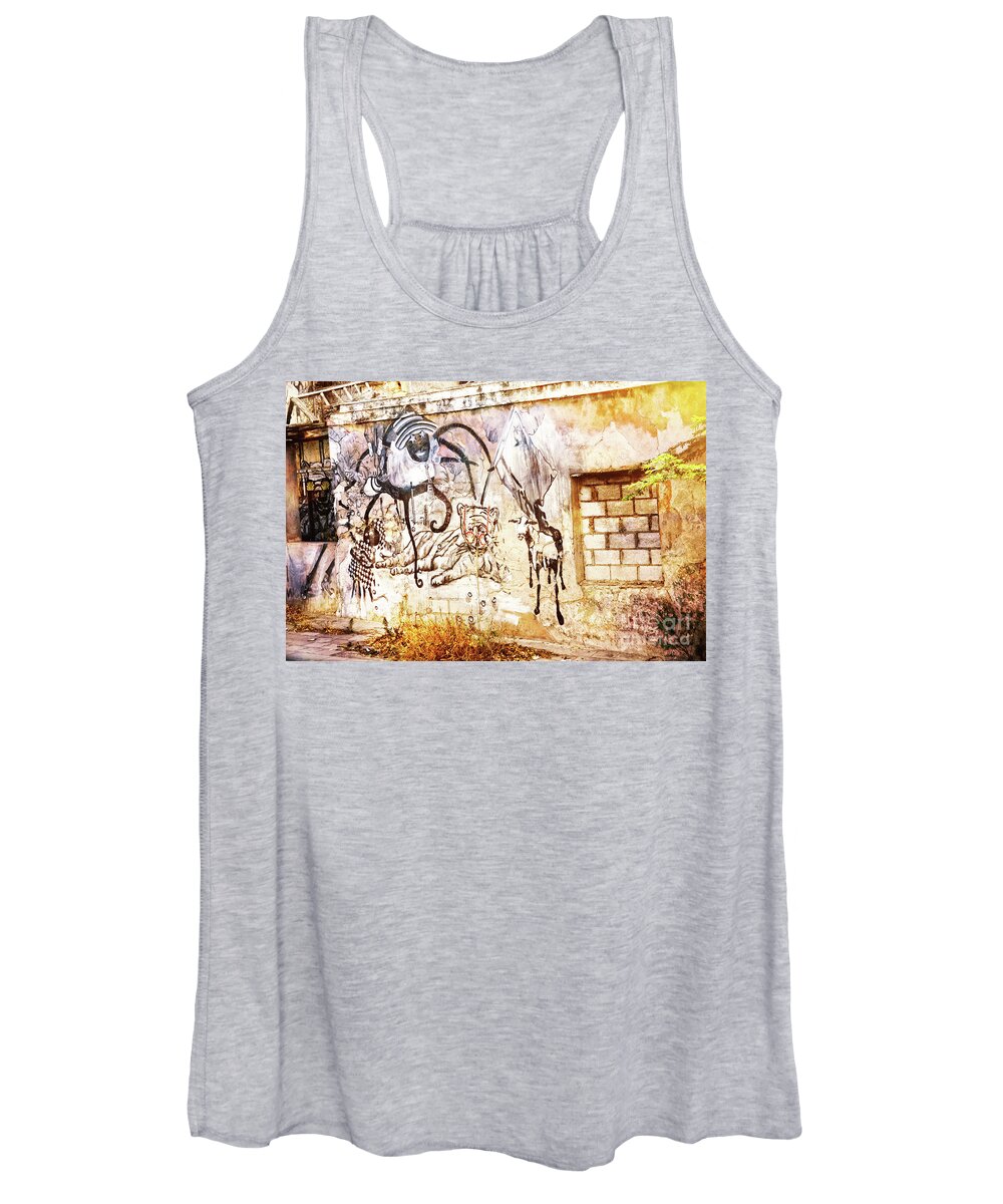 Graffiti Women's Tank Top featuring the photograph Curacao Protest by Kathy Strauss