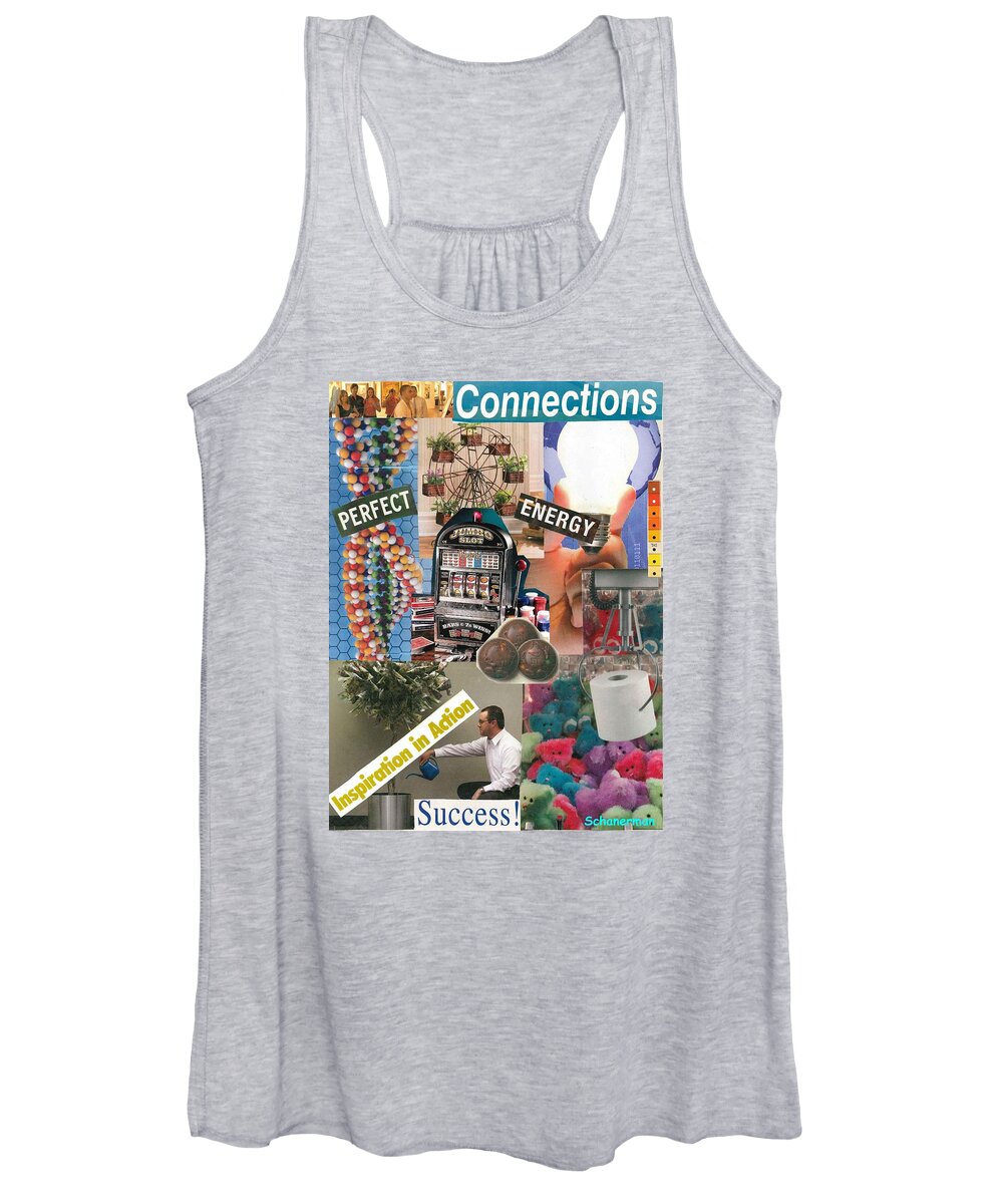 Collage Art Women's Tank Top featuring the mixed media Curious Connections by Susan Schanerman