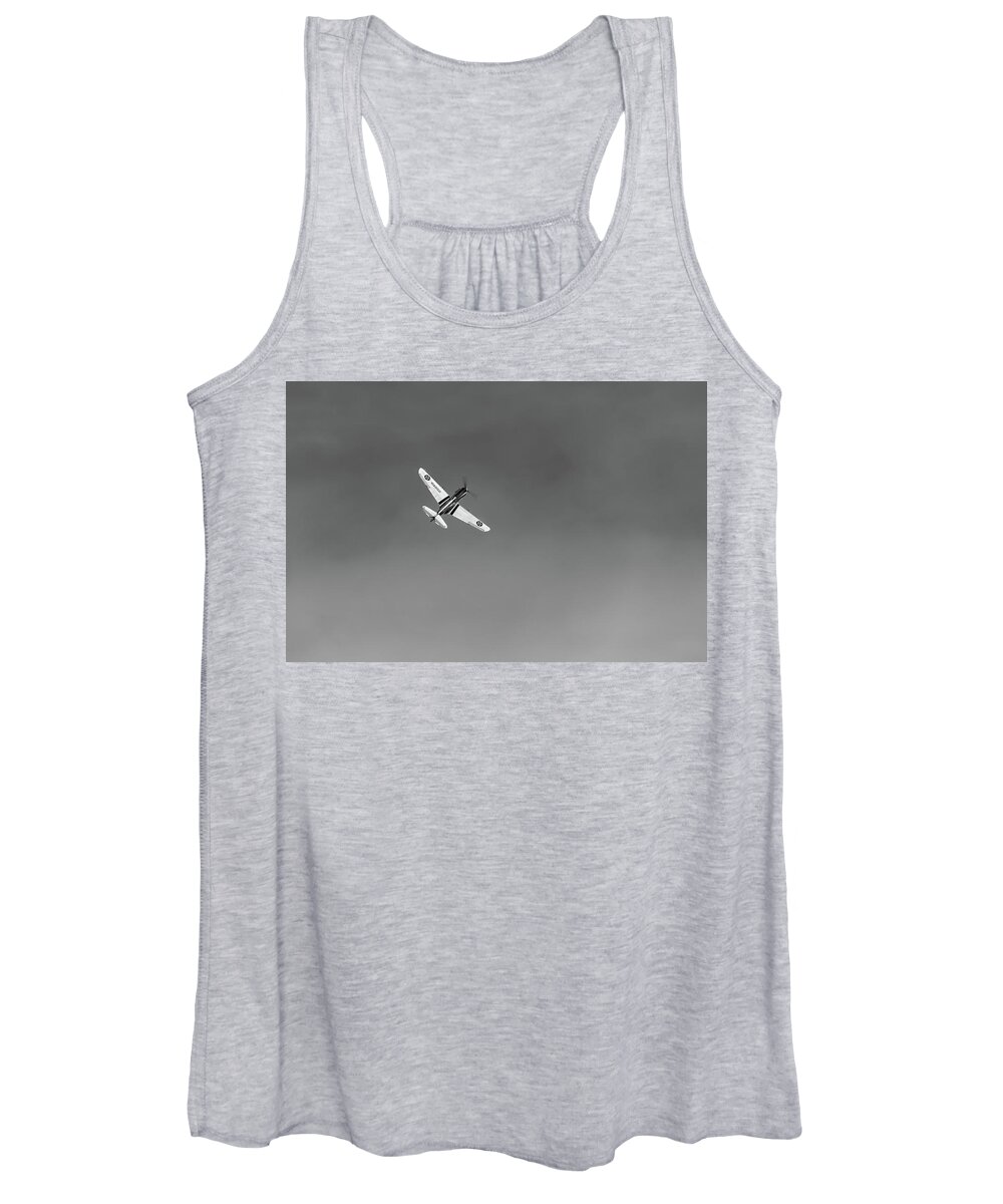 39-159 Women's Tank Top featuring the photograph Curtiss-Wright P-40C Warhawk BW version by Gary Eason