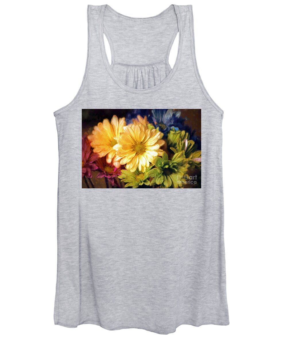 Daisy Flowers Women's Tank Top featuring the mixed media Daisy Flower Print by Tina LeCour