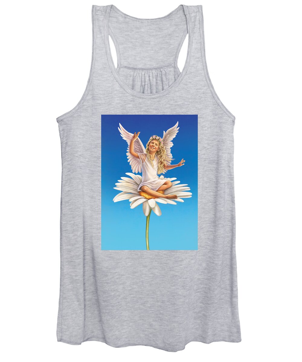 Daisy Women's Tank Top featuring the mixed media Daisy - Simplify by Anne Wertheim
