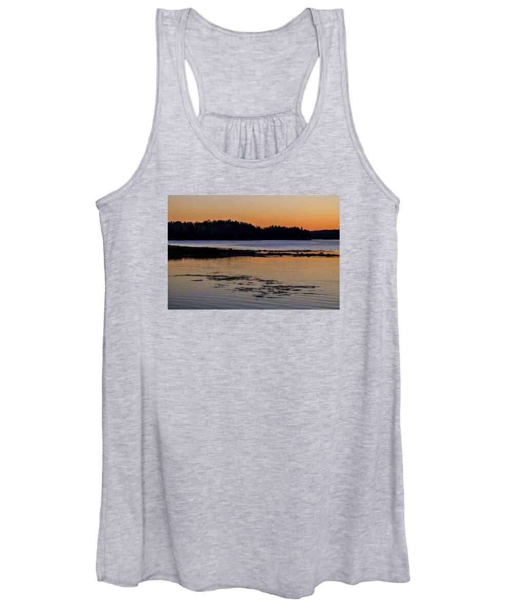 Maine Lobster Boats Women's Tank Top featuring the photograph Damariscotta Twilight by Tom Singleton