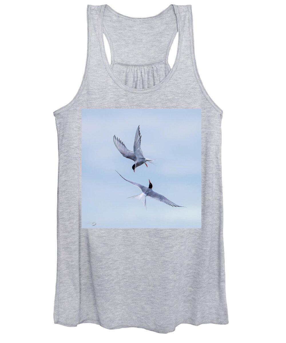 Dancing Arctic Terns Women's Tank Top featuring the photograph Dancing Arctic Terns by Torbjorn Swenelius