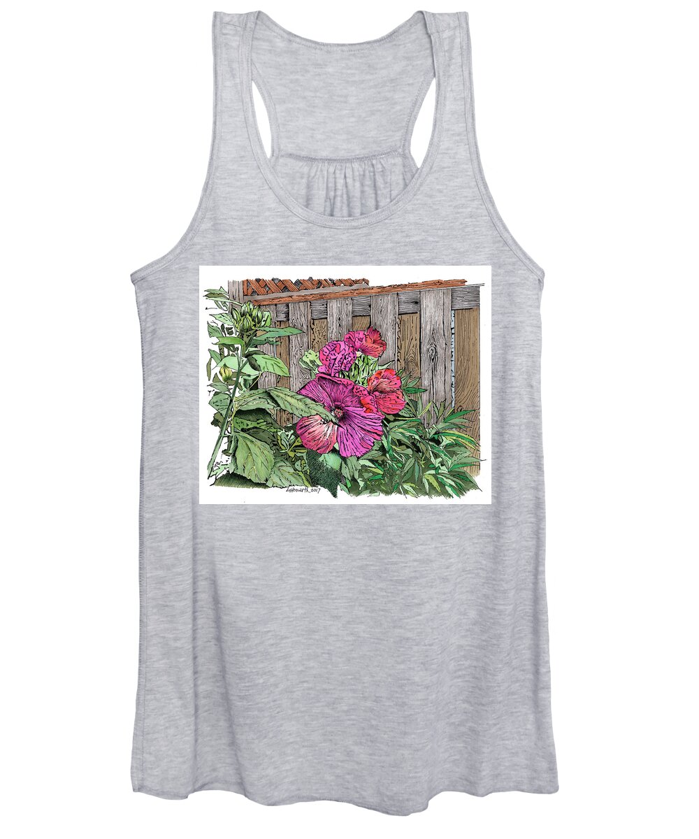 Flowers Women's Tank Top featuring the drawing Dancing in the Garden by Louise Howarth