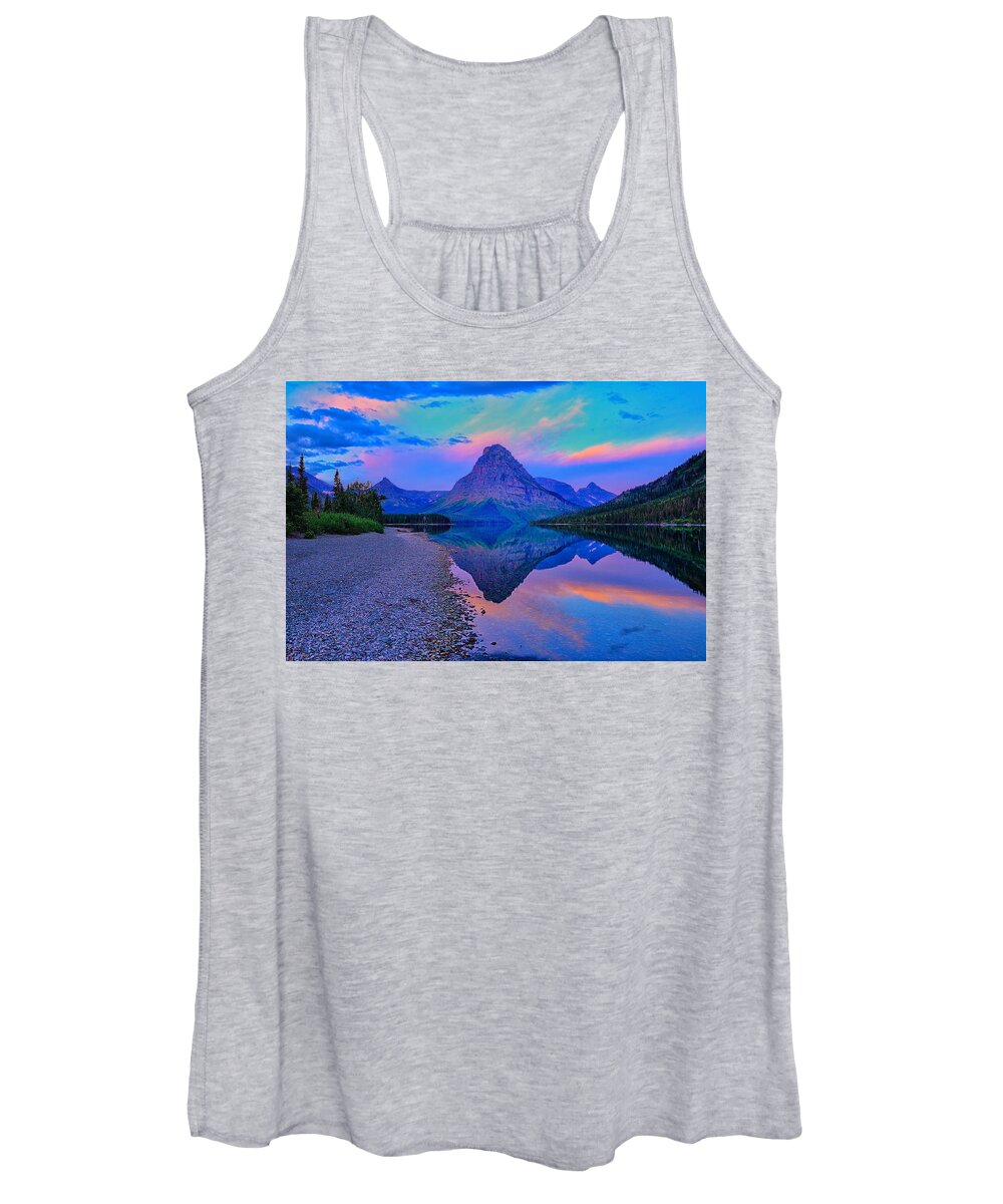 Two Medicine Women's Tank Top featuring the photograph Dawn at Two Medicine Lake by Greg Norrell