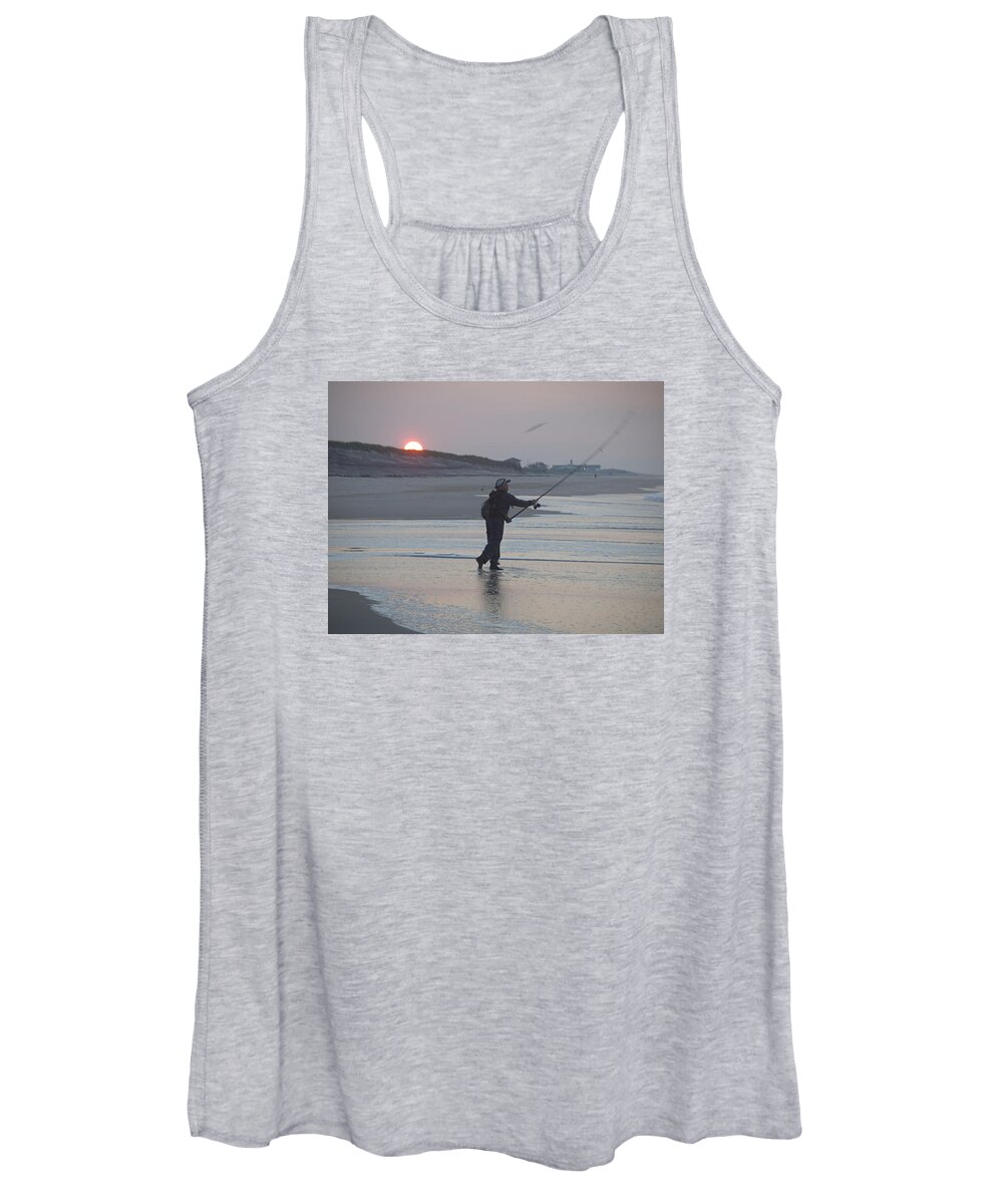 Surf Caster Women's Tank Top featuring the photograph Dawn Patrol by Newwwman