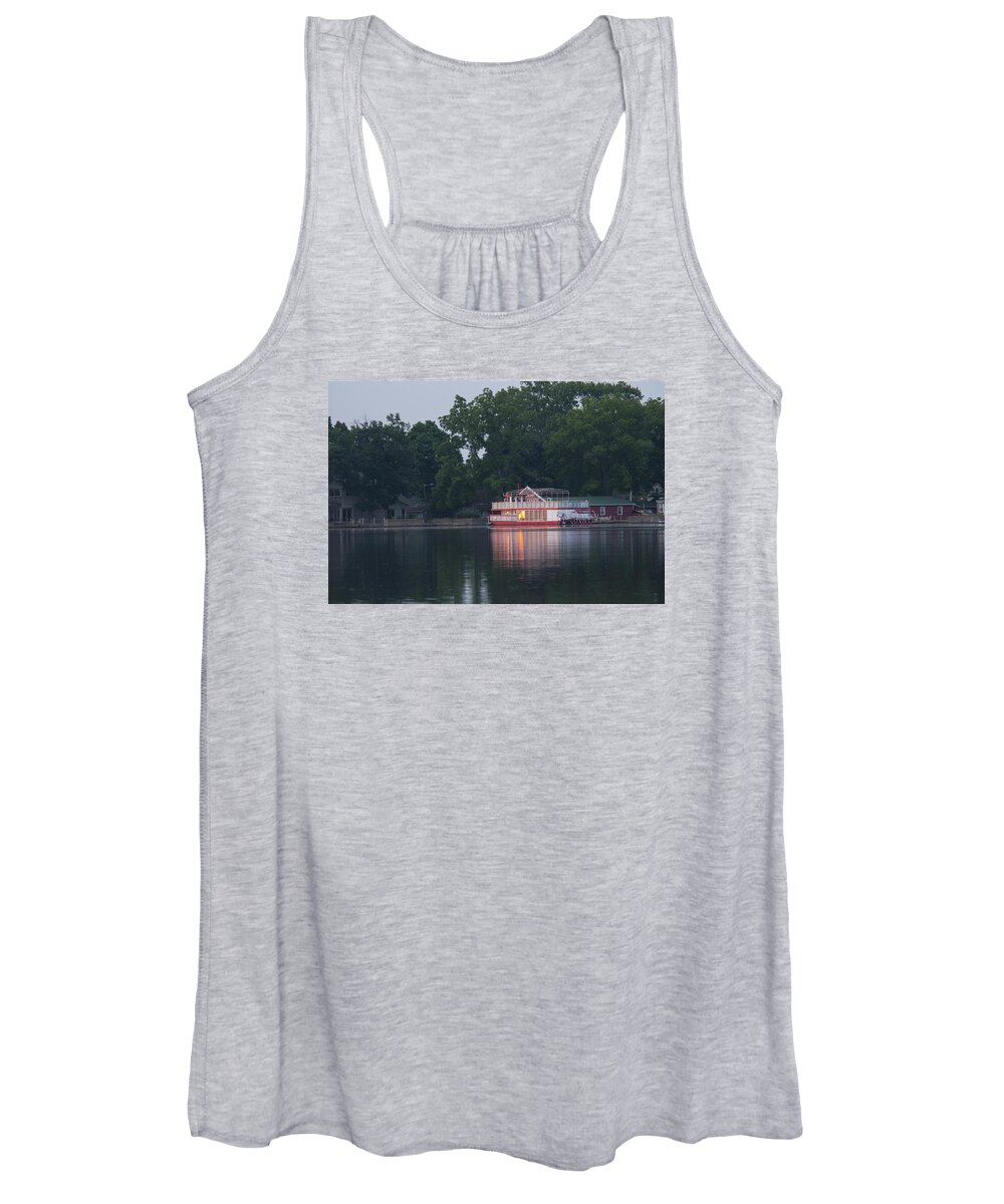 Boat Women's Tank Top featuring the photograph Dawn-St. Joseph River by Brian Green