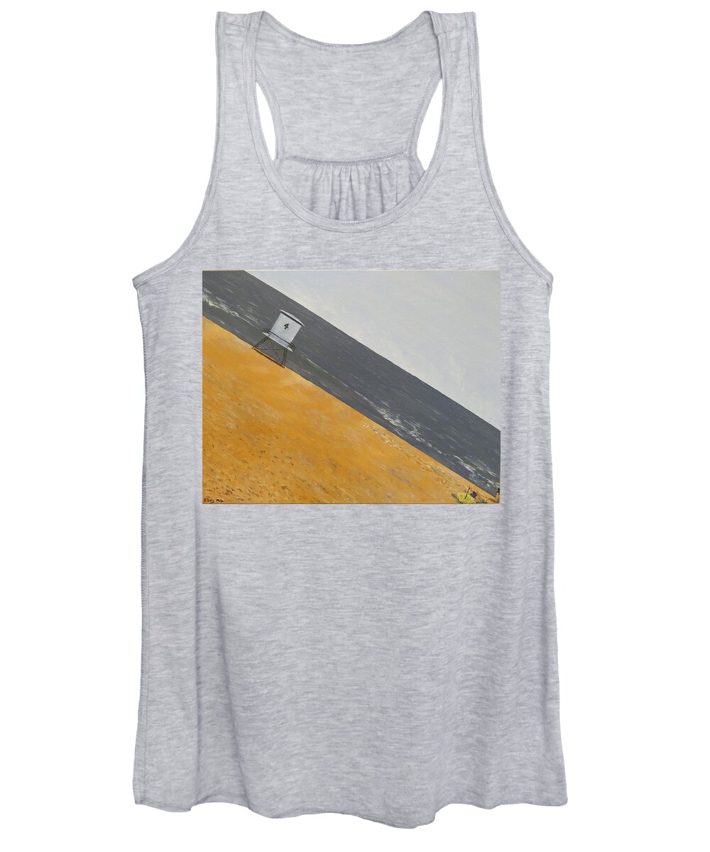 Gravitational Surrealism Women's Tank Top featuring the painting Day at the Beach by Kevin Daly