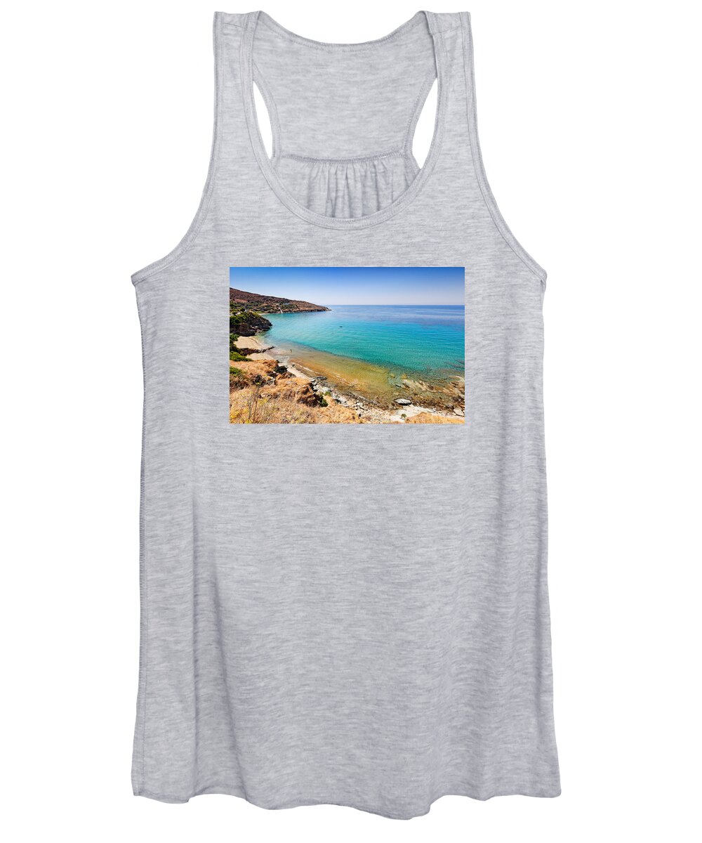 Delavogia Women's Tank Top featuring the photograph Delavogia beach in Andros - Greece by Constantinos Iliopoulos