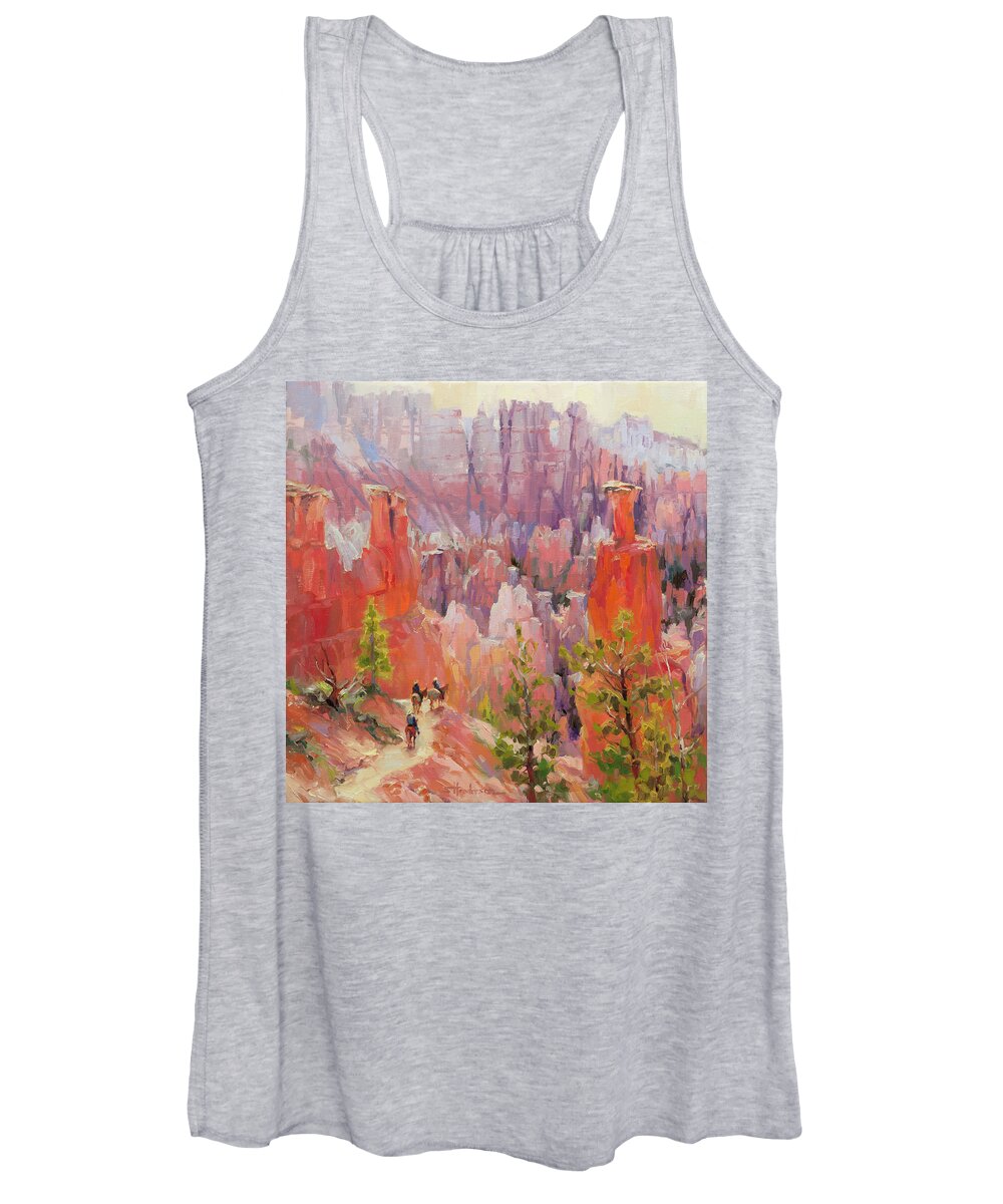 Southwest Women's Tank Top featuring the painting Descent into Bryce by Steve Henderson