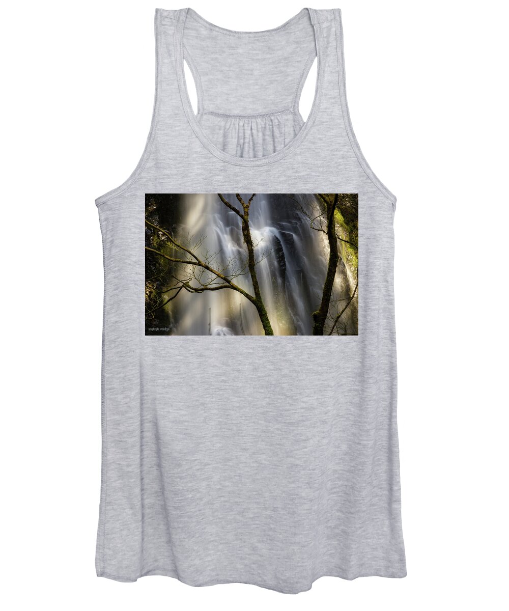 Waterfall Women's Tank Top featuring the photograph Details of Double Falls, Oregon by Aashish Vaidya
