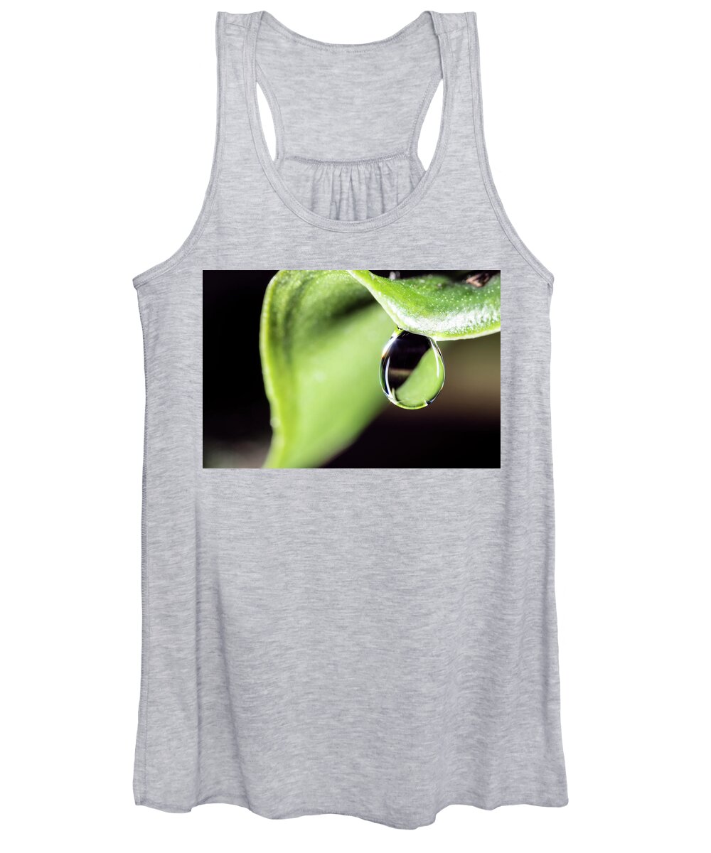 Dew Drop Plant Leaf Leaves Macro Closeup Close Up Botany Women's Tank Top featuring the photograph Dew drop by Brian Hale