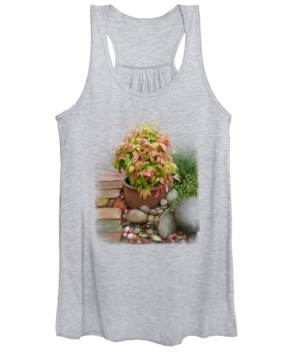 Nandina Firepower Women's Tank Top featuring the painting Dew on leaves by Ivana Westin