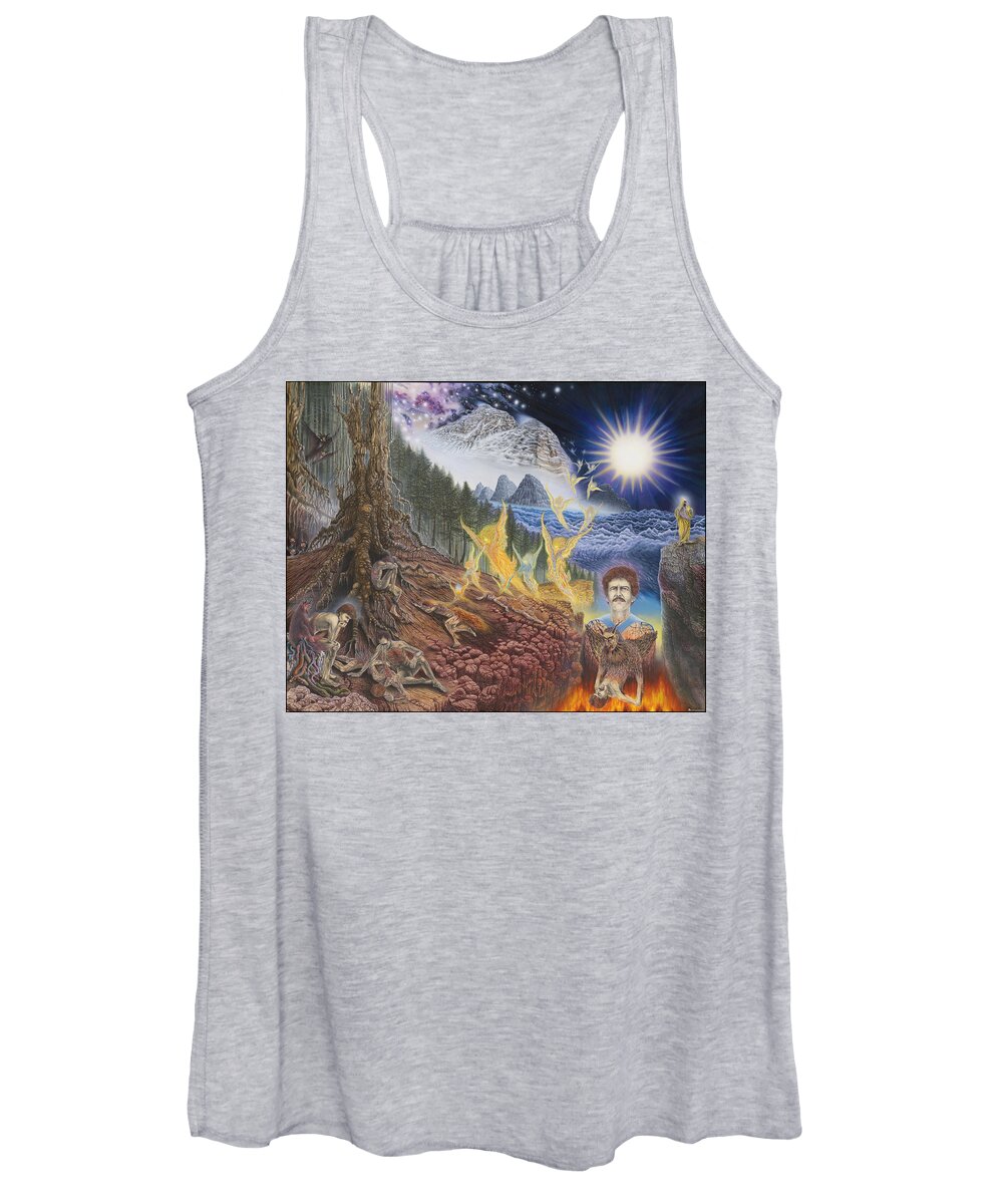 Surrealism Women's Tank Top featuring the painting Diary of First Recognition by Leonard Rubins