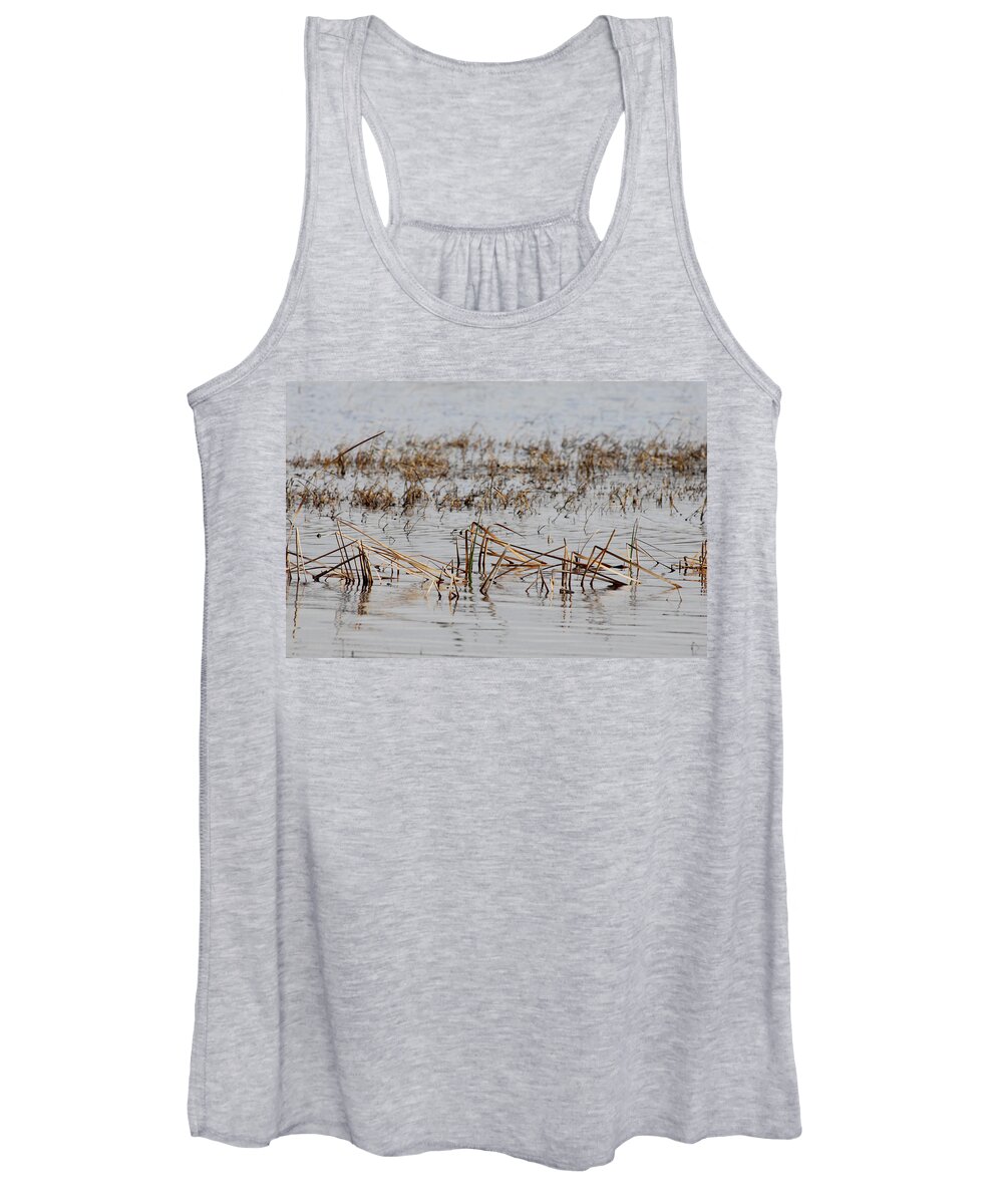Reeds Women's Tank Top featuring the photograph Difficult Reeding by Donna Blackhall