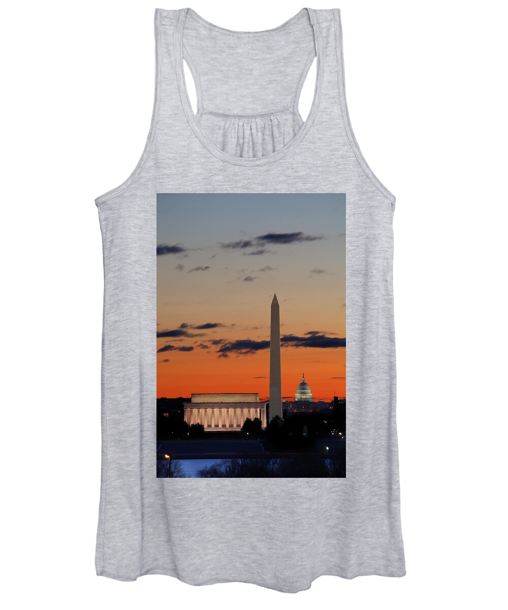 Metro Women's Tank Top featuring the digital art Digital Liquid - Monuments at Sunrise by Metro DC Photography