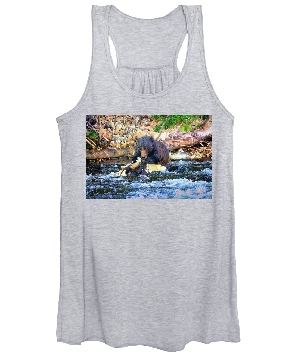 Grizzly Women's Tank Top featuring the photograph Dinner Time by Greg Norrell