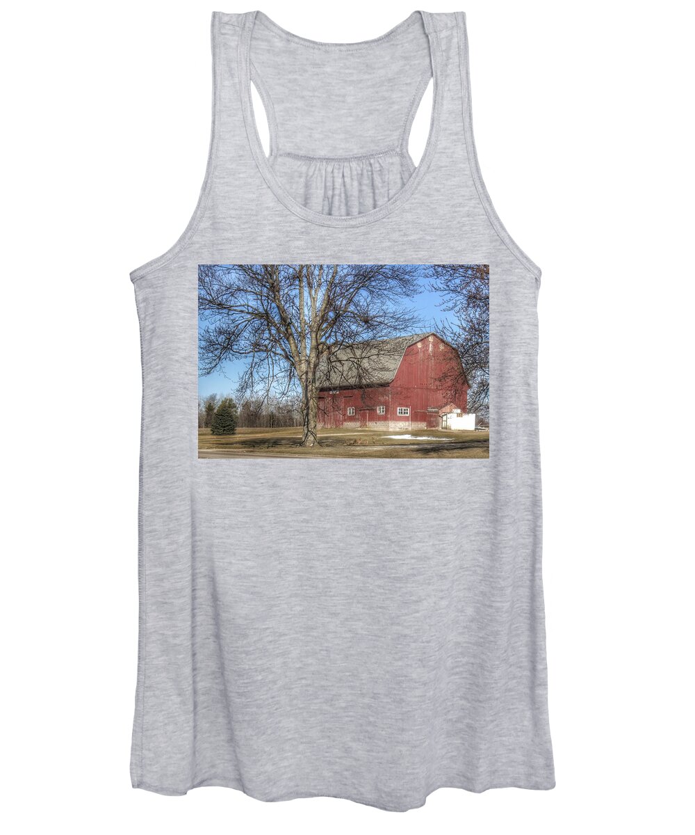 Barn Women's Tank Top featuring the photograph 0010 - Dixon Road Red by Sheryl L Sutter