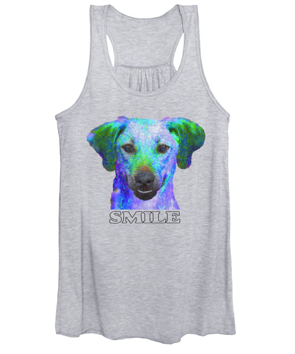 Dog Women's Tank Top featuring the photograph Doggy Smile by Mitch Spence
