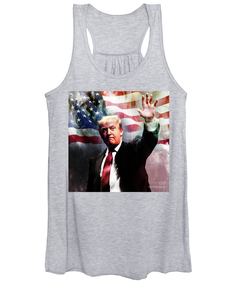 Donald Trump Women's Tank Top featuring the painting Donald Trump 01 by Gull G
