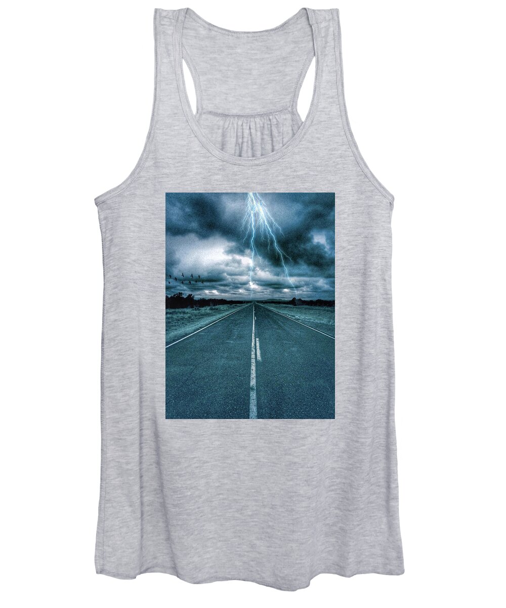 Storm Women's Tank Top featuring the photograph Doomsday Road by Brad Hodges
