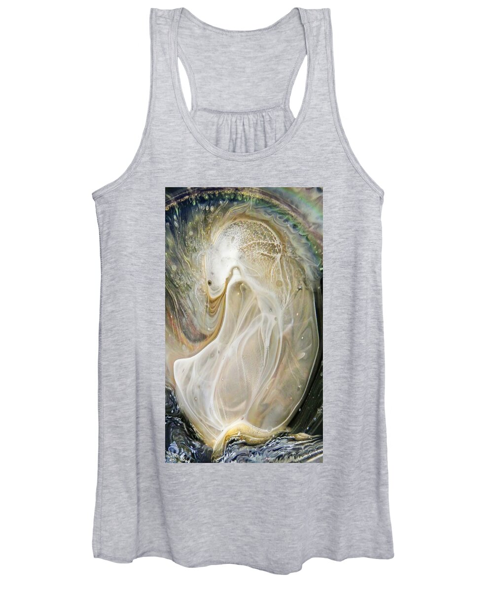 Abstract Women's Tank Top featuring the digital art Double Rainbow Duck by Frances Miller