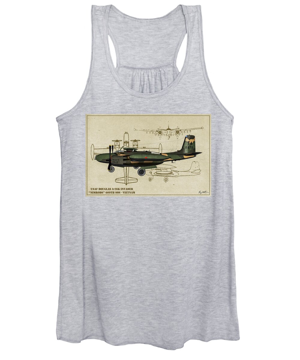 Douglas A-26 Invader Women's Tank Top featuring the digital art Douglas A-26 Vietnam Profile by Tommy Anderson