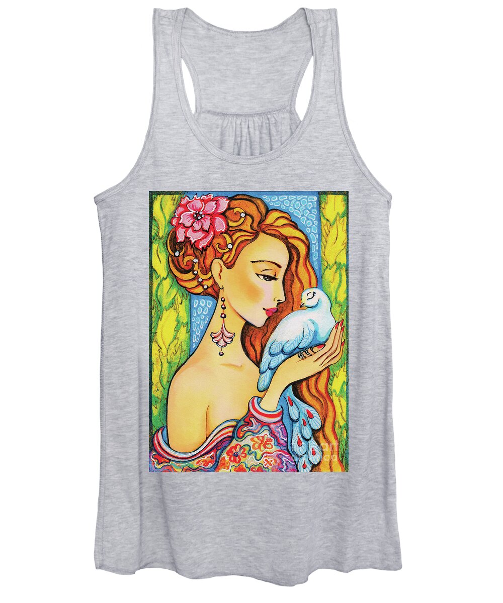 Dove Woman Women's Tank Top featuring the painting Dove Whisper by Eva Campbell