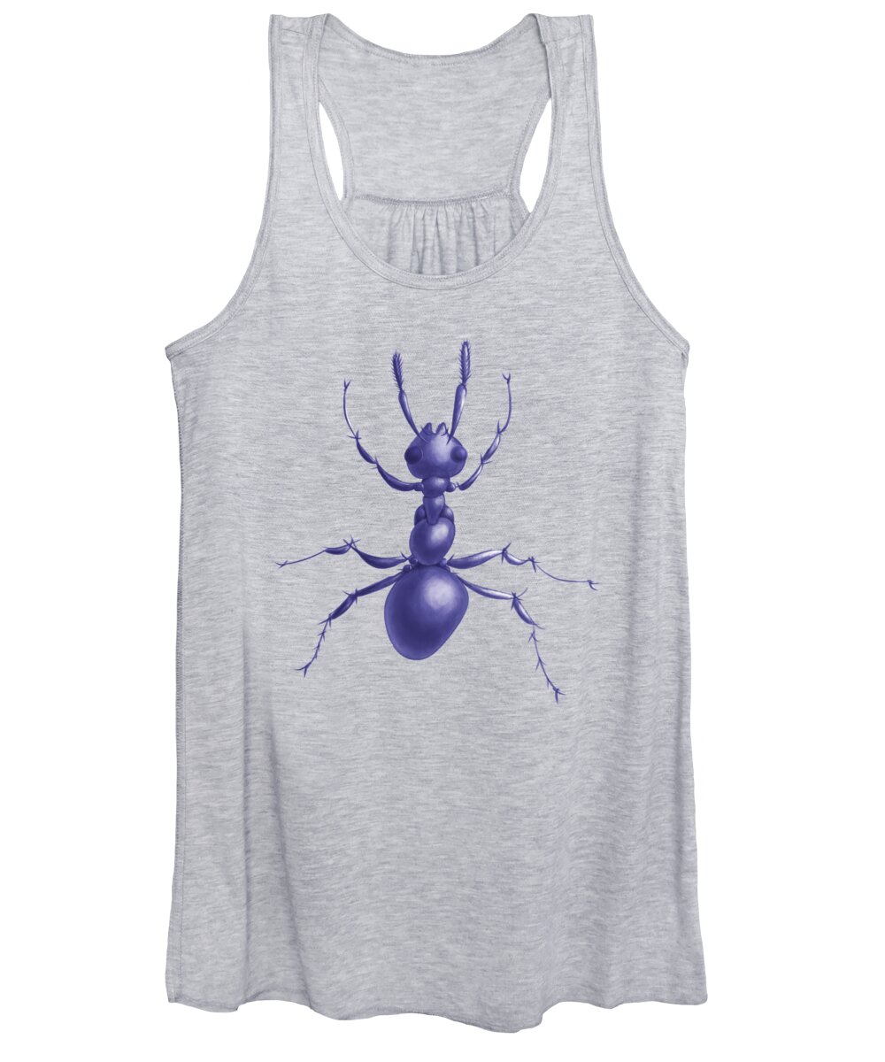 Ant Women's Tank Top featuring the digital art Drawn Purple Ant by Boriana Giormova