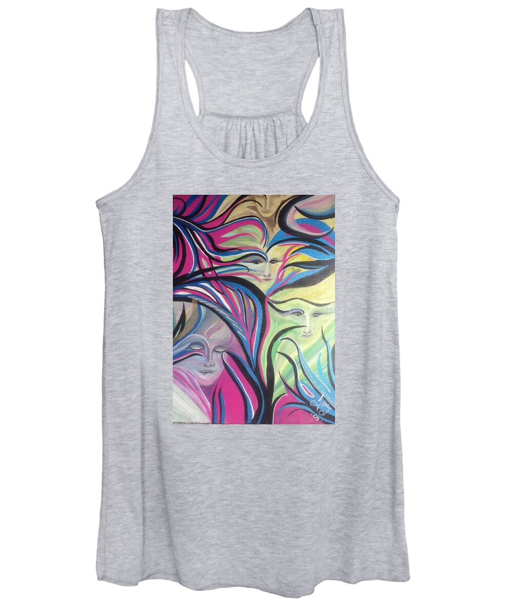 Faces Women's Tank Top featuring the painting Dreamers and Dreams by Tracy McDurmon