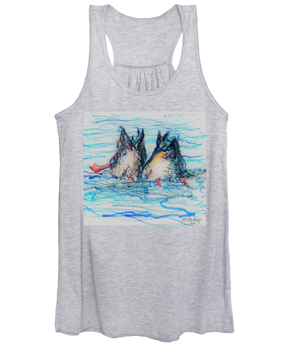 Ducks Women's Tank Top featuring the mixed media Duck Tails by Denise F Fulmer