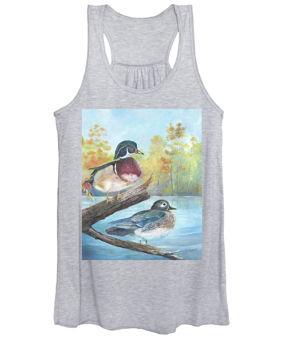 Duck Women's Tank Top featuring the painting Wood Ducks by ML McCormick