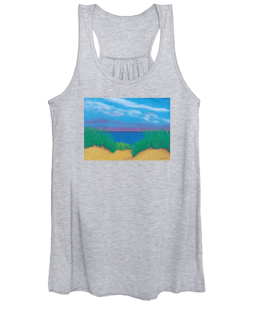 Provincetown Women's Tank Top featuring the pastel Dunes at Dawn by Anne Katzeff