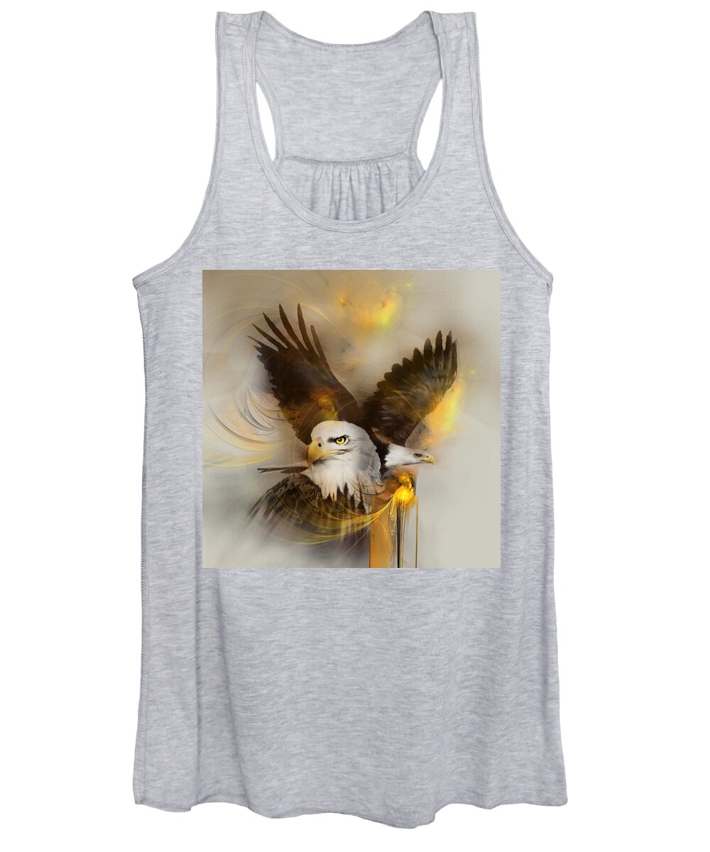 Eagle Canvas Prints Women's Tank Top featuring the painting Eagle Pair by Jackie Flaten