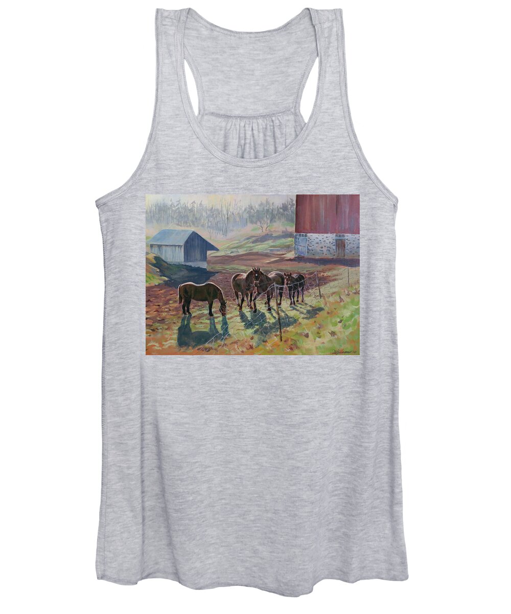 Early December Women's Tank Top featuring the painting Early December at the Farm by David Gilmore