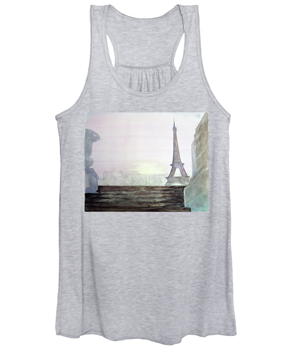 Eiffel Women's Tank Top featuring the painting Eiffel Tower by Karen Coggeshall