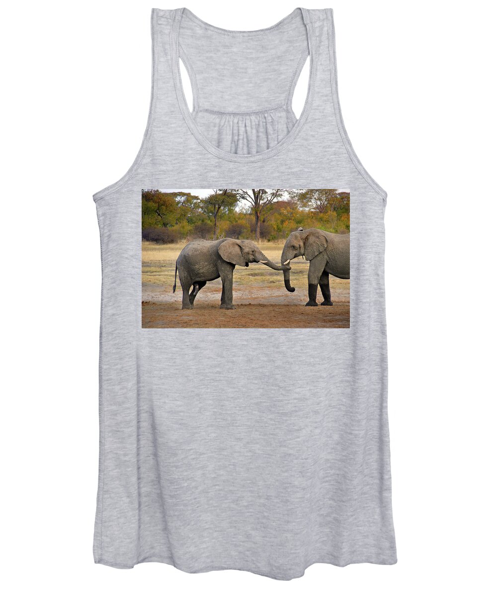 Elephant Women's Tank Top featuring the photograph Elephant Greeting by Ted Keller