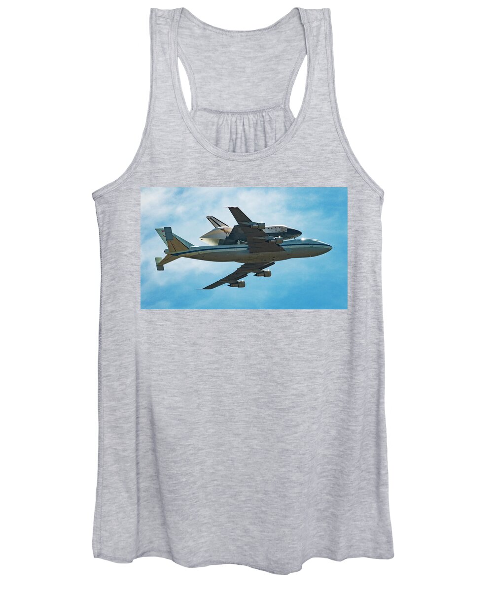Space Shuttle Women's Tank Top featuring the photograph Endeavor On 747 by Matthew Nelson