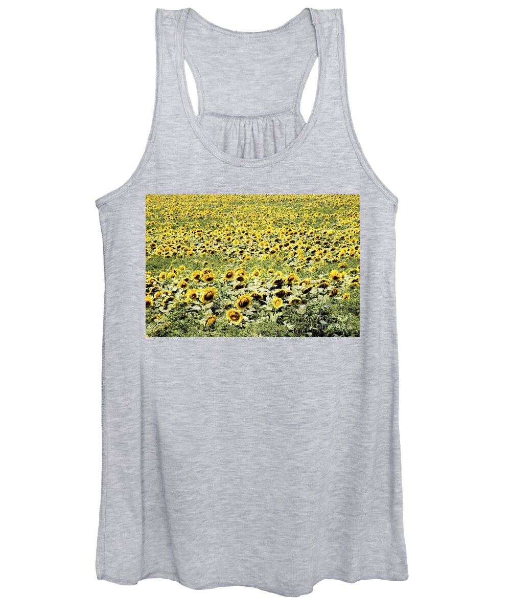 Endless Sunflowers Women's Tank Top featuring the photograph Endless Sunflowers by Jim DeLillo