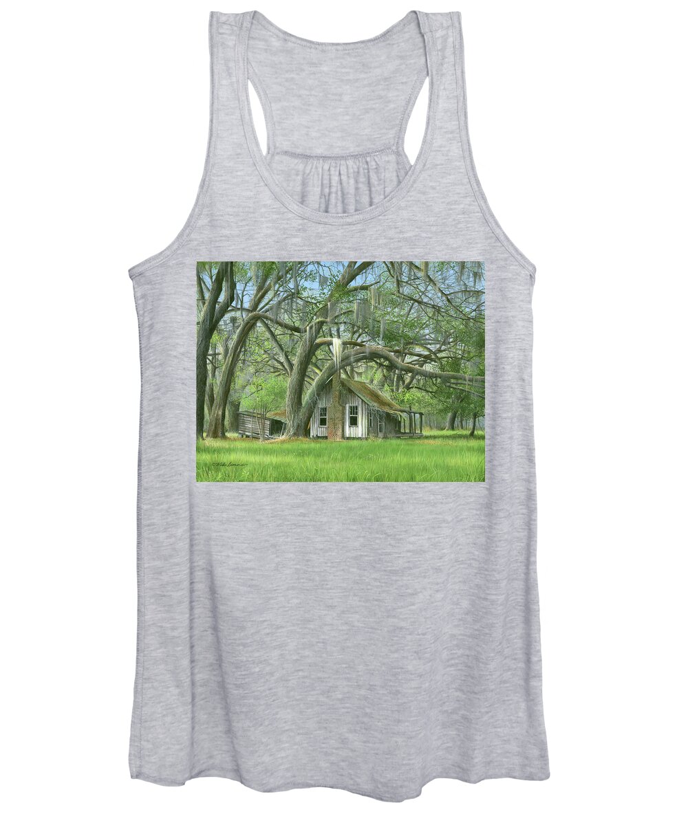 Oak Trees Women's Tank Top featuring the painting English Eddie Oaks by Mike Brown