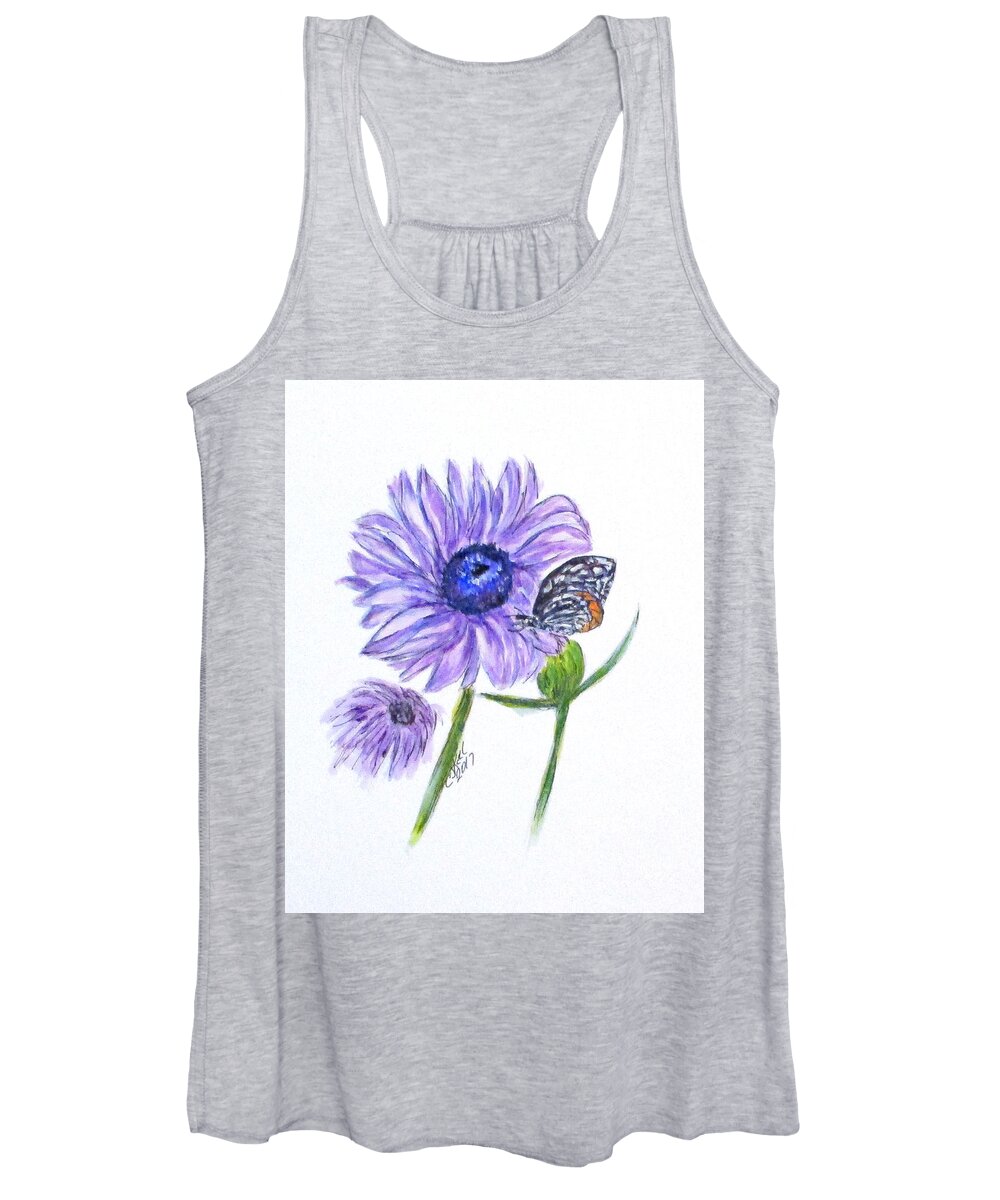 Butterfly Women's Tank Top featuring the painting Erika's Butterfly Three by Clyde J Kell