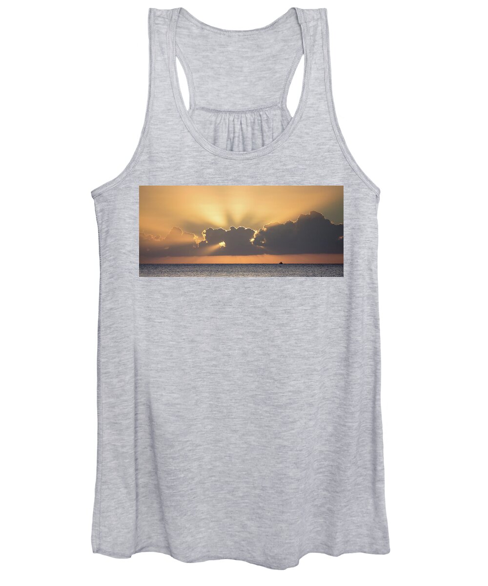 Boat Women's Tank Top featuring the photograph Evening Fishing by David Buhler