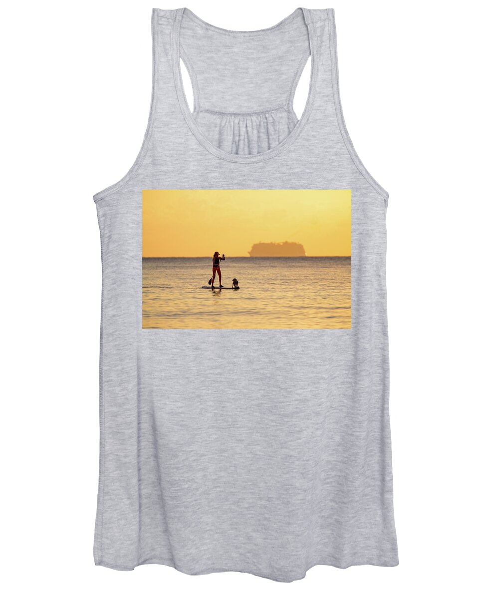 Board Women's Tank Top featuring the photograph Evening Paddle by David Buhler
