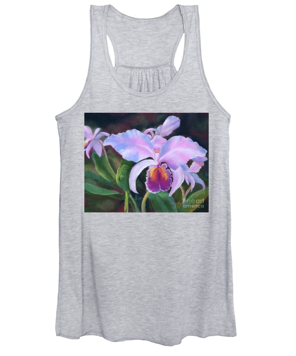 Exotic Orchid Women's Tank Top featuring the painting Exotic Pink Orchid by Hilda Vandergriff