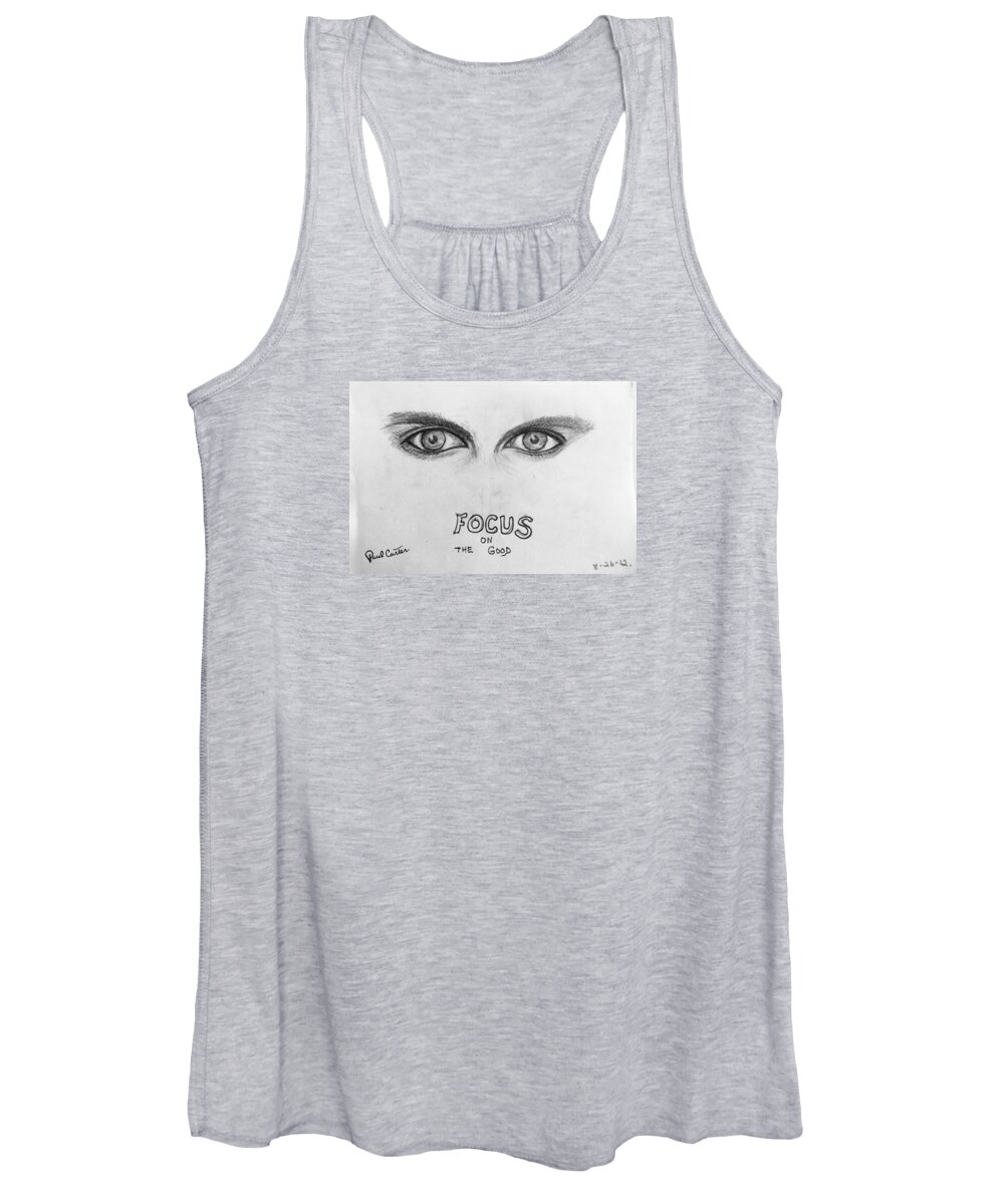 Eyedrawing Women's Tank Top featuring the drawing Focus on the good #4 by Paul Carter