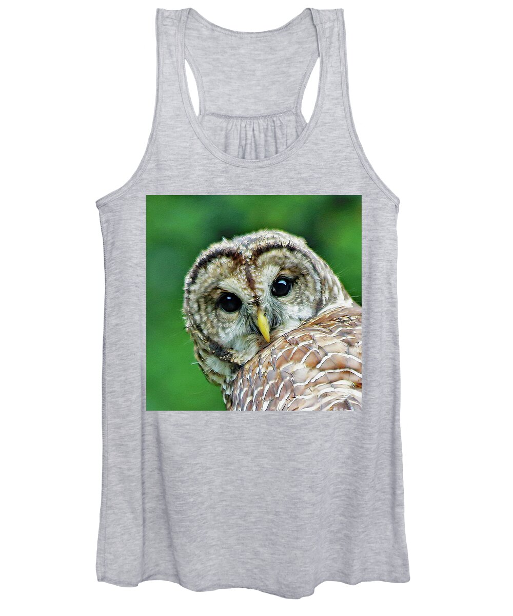 0wl Women's Tank Top featuring the photograph Eye On You by Gina Fitzhugh