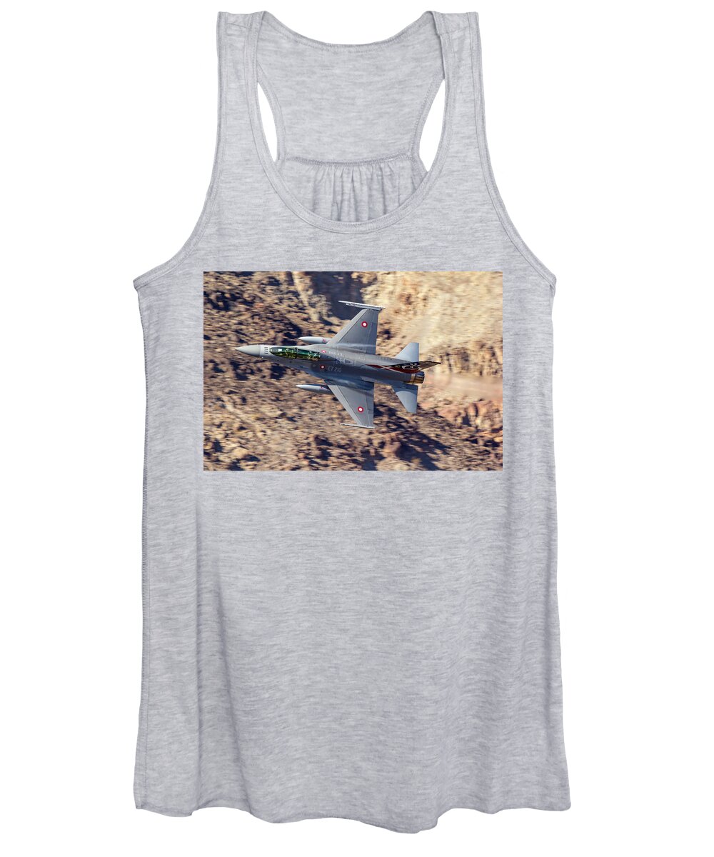 F-16 Women's Tank Top featuring the photograph F-16 in Star Wars Canyon by Rick Pisio
