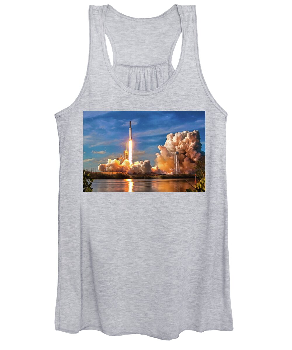 Falcon Heavy Women's Tank Top featuring the photograph Falcon Heavy Rocket launch SpaceX by SpaceX